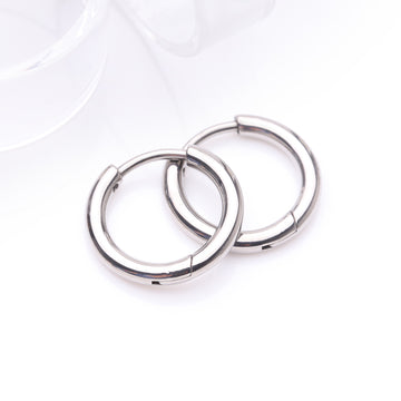 Detail View 1 of A Pair of Implant Grade Titanium Basic Huggie Hoop Earring